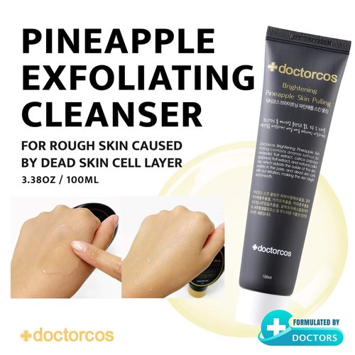 DOCTORCOS Brightening Pineapple Skin Pulling Face Cleanser 100 ml | Black head, Dead skin cell remover | Facial Make Up Cleanser | Face Scrub | Exfoliating Face Wash | Korean Skin Care
