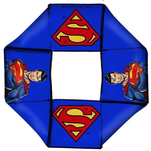 Buckle-Down Dog Toy Octagon Flyer Superman Pose Shield Icon Blue 8" x 8" x 1"