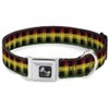 Buckle-Down Seatbelt Buckle Dog Collar - Plaid Black/Rasta - 1" Wide - Fits 9-15" Neck - Small