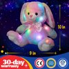 Glow Guards 10'' Light up Rainbow Bunny Stuffed Animal,Soft Glowing Rabbit Plush Toy with Lop Eared Night Light,Birthday Christmas for Kids,Girls,Boys