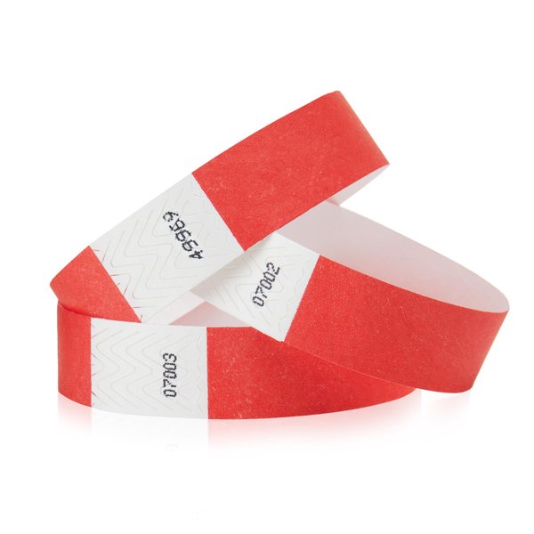 WristCo Neon Red Tyvek Wristbands for Events – 1,000 Count – Tamper-Proof Design & Fluorescent Color Prevent Reuse – Premium-Grade Bracelets for Hospital & Medical ID, Party & VIP Identification