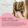 THE PONY PICK Hair Elastic Rubber Bands Cutter Tool – Easy To Use, Pain Free, No Hair Damage – Ponytail Cutter Tool for Kids & Toddlers (3 Packs of Pony Pick & 50 Clear Hair Elastics)