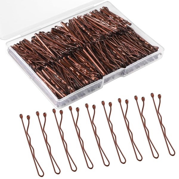 250Pcs 1.38 Inch Mini Bobby Pins, Small Brown Bobby Pins Hair Bobby Pins with Storage Box for Kids,Girls and Women Wedding Hairstyles (Brown)