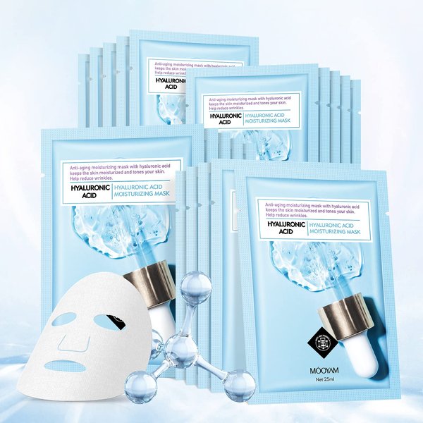 Face Mask Skin Care Hydrating Face Masks Sheets, Hyaluronic Acid Sheets Pack Deep Moisturizing Facemask Anti Aging Facial Mask for Women Skin Care Face Masks beauty- Smoothing Rejuvenating, 10 Sheets
