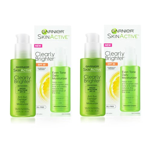 Garnier Clearly Brighter SPF 30 Face Moisturizer with Vitamin C, 2.5 Fl Oz (75mL), 2 Count (Packaging May Vary)