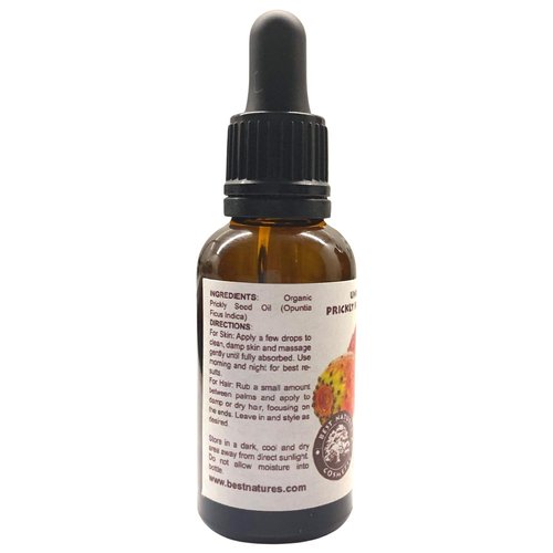Best Nature's Cosmetics Prickly Pear Seed Oil Organic - Virgin (Cold Pressed, Unrefined) for hydrated, mature, glowing skin 0.5 oz (15ml)