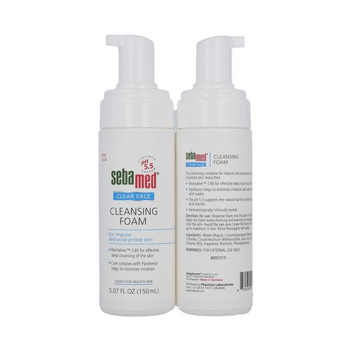 Sebamed Clear Face Cleansing Foam Gentle Face Wash for Impure Oily and Acne-prone Skin 5.07 Fluid Ounces (Pack of 2)