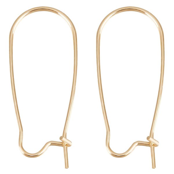Beebeecraft 1 Box 40Pcs Ear Wires 18K Gold Plated Brass 37mm Kidney Earrings Hook and Earwire Connector for Jewelry Making DIY Earring Findings