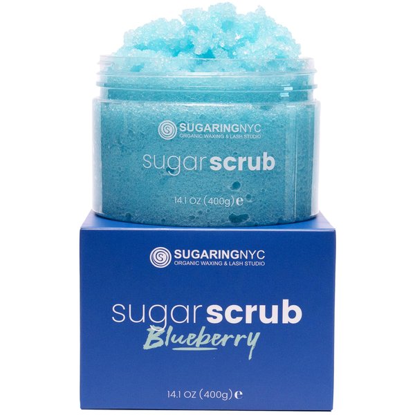 Sugaring NYC Moisturizing and Exfoliating Signature Body Scrub - Silky Smooth Skin and Ingrown Hair Prevention (Sweet Blueberry)
