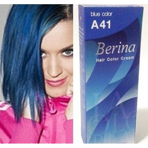 Berina Permanent Hair Dye Color Cream # A41 Blue Made in Thailand