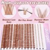 Eyelash Clusters Extension Kit, 40D+60D Mix 12-18mm Individual Lashes with Bottom Lashes With Tweezer Lash Glue, Manga Wispy Cluster Lashes DIY at Home (Brown-SET2)