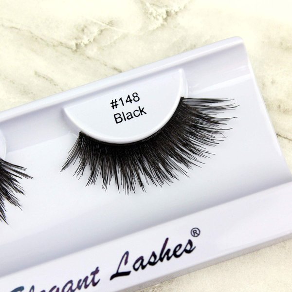 Elegant Lashes #148 Black Thick Double-Layer Criss-Cross False Eyelashes (100% Natural Human Hair)