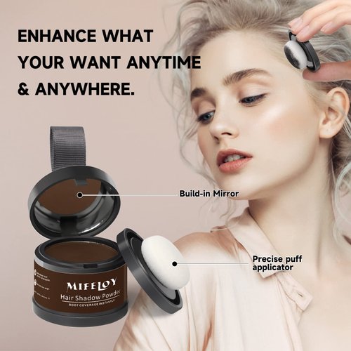 MIFELOY Root Cover Up Powder, Touch Up Hair Color for Grey, Roots Concealer for Beard Line Eyebrow, Roots Coverage Powder for Thinning Grays Hairline, Instantly Conceals Hair Loss, Dark Brown