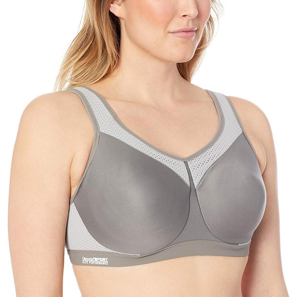 Full Figure Plus Size High Impact Wonderwire Sports Bra Underwire #9066 Gray