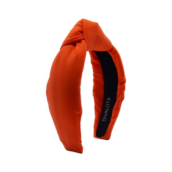 Divalots Stylish and Trendy Knotted Swimwear Fabric Headband for Fashionable Looks, Top Knots, and Twist Hairstyles (Dark Orange)