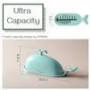 DOWAN Whale Butter Dish, Cute Butter Dish, Funny Gifts for Mom Wife Friends, Fish Bone Cutting Measuring Lines and Tail Non-slip Design, Ideal Decor Gift for Birthday Wedding Housewarming, Turquoise