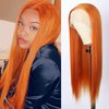V'NICE Orange Lace Front Wig 13×2.5 Long Straight Glueless Heat Resistant Fiber Hair Synthetic Lace Front Wigs for Fashion Women Cosplay Daily Wear