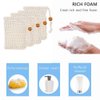 4 Pieces Exfoliating Loofah Pouch for Soap Saver Bag Natural Sisal Soap Bag Hand Made Soap Bag Mesh Soap with Drawstring for Shower Bath Foam