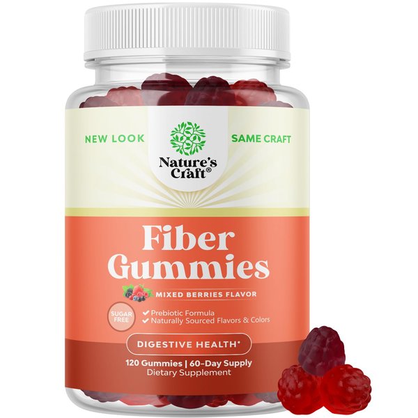 Sugar Free Fiber Gummies for Adults - High Fiber Supplement Gummies Vitamins for Adults with Prebiotic Soluble Chicory Root for Immunity and Digestive Support - Non GMO Halal Vegan Kosher Gluten Free