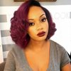 Quantum Love Short Curly Bob Ombre Red Wigs Loose Wave Side Part Wig for Black Women Short Body Wave Bob Synthetic Wig (10 inches)