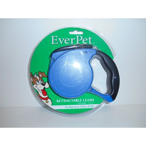 Ever Pet Blue and black handle retractable leash cord lengh-2' to 16'