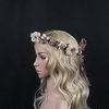 Bridal Flower Garland Artfen Headband Flower Crown Hair Wreath Halo Adjustable Ribbon Wedding Festivals Red Bean Paste