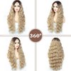 BEAUTY FLAG Ombre Blonde Wig Lace Front Wigs Synthetic Long Loose Body Wave Glueless Lace Wig Dark Root Blonde Heat Resistant Fiber Hair Natural Wavy Dirty Blonde Wig for Women 28"