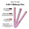 BeauFairy 4 in 1 Makeup Pen, 2 PCS, Eye Liner, Brow Liner, Lip Liner, Highlighter Pen, All in One Waterproof Long-Lasting Multi-function Beauty Pencil, Facial Easy Carry Cosmetic for Wedding (Pink)