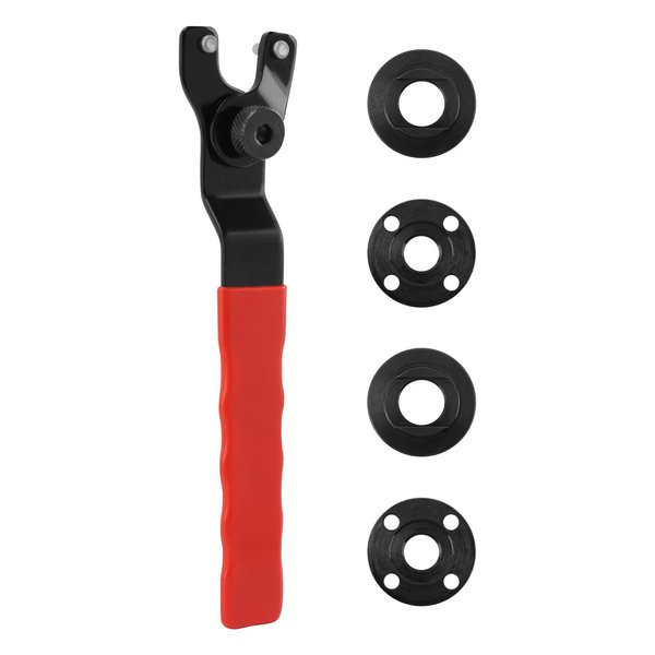 Grinder Wrench Universal Adjustable Grinder Spanner ​Wrench with 4 Grinder Shaft Nut, Compact With Nuts Wide Compatibility Repair Easy To Use Angle Grinder Wrench(COLOR:Red)