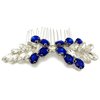 PRETTYLIFE Crystal Bride Wedding Hair Comb Silver Vine Bridal Hair Accessories Party Prom Hair Piece for Women and Girls (#2 - Blue)