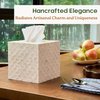 CHI AN HOME 5.9” Capiz Tissue Box Cover, Square Decorative Tissue Holder with Bottom Slider, Handmade Bathroom Accessories, Elegant White Cube for Vanity, Bedroom, Office & Coastal Décor (Natural)