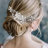 Wedding Bridal Hair Comb Rhinestone Hair Pieces for Brides Pearl Bridal Hair Pins Crystal Headpiece Wedding Silver Hair Accessories for Brides YISSION