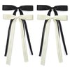 Ambesi Ribbon Hair bow Clips, Black Milky White Long Tail French Hair Bows, Hair Clips Tassel Ribbon Bow for Women Girl, Bow Hair Barrette Dress Up Accessories for Birthday/Party/Show/Christmas