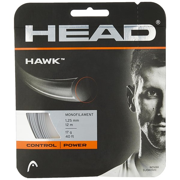 HEAD Hawk Tennis Racket String 40' Set - 17 Gauge Monofilament Racquet String, Grey