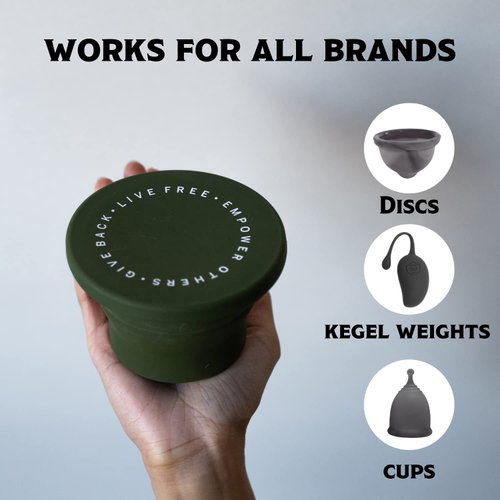 Pixie’s Public Restroom Menstrual Cup Wash Case 8oz - Collapsible Cleaner Container to Clean Your Menstrual Disc & Period Cup - Microwavable Friendly - Foldable for Travel - Sterilizer Case Holder