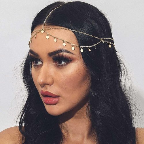 Casdre Sequin Head Chain Gold Headpiece Hair Chains Festival Costume Headband Hair Accessories for Women