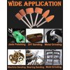 SHITIME 60 Pack Grinding Stone Set 1/8" Shank, Sanding Drill Bit for Rotary Tool Flap Wheel for Grinding, Polishing, Deburring Ferrous Metal, 2 Shaped and 3 Sizes(Orangage, Aluminum Oxide)