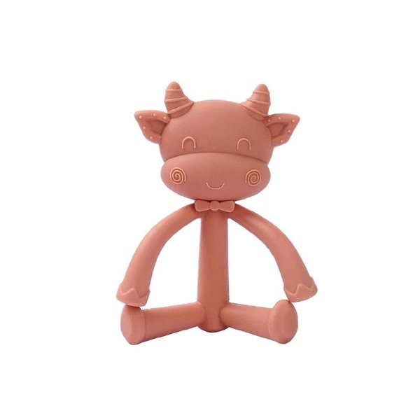 DarDaf Teether Cow (Blush) Baby Teething Toys, Silicone Baby Teether Baby Chew Toys Freezer Safe BPA Free, Soothe Babies Gums Teething 1.0 count