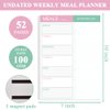 Magnetic Meal Planning Pad for Fridge - 10" x 7" Meal Planning Pad with Tear Off Shopping List. 52 Weeks Undated for Meal Planner and Grocery List with Magnet