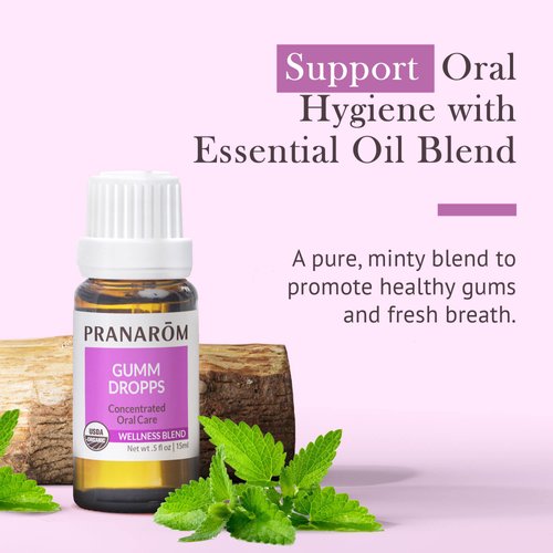 Pranarom - Gumm Dropps Essential Oil for Teeth & Gum Health, Natural Mouthwash for Oral Care, Pure & Organic Essential Oils (Peppermint, Thyme, Clove, Lemon, & Cinnamon), 15 ml