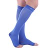 Doc Miller Open Toe Compression Socks, 20-30 mmHg, Toeless, Support Circulation, Shin Splints, Calf Recovery, Post Op, Knee High, Medical Grade, Blue Socks, Small Size for Men & Women, Pair