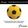 Champion Sports Coated High Density Foam Soccer Ball, Yellow, Black, 4