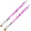 Premium French Gel Acrylic Nail Art Brush & Dotting Tool - Professional Manicure Tool for Detailed Designs, Size #14 & #16, Elegant Pink Marble
