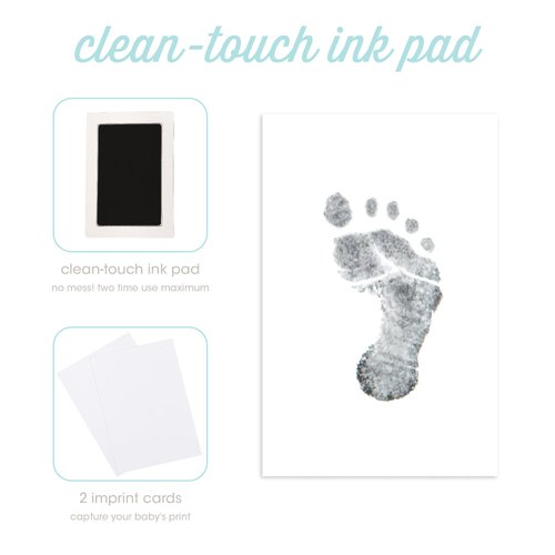 Pearhead Baby Memory Book and Clean-Touch Ink Pad, Baby Girl or Baby Boy Journal, Baby Milestone Photo Album, Blush Rainbow