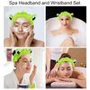 Tihebax 6pcs Skincare Headband Frog Headband for Washing Face Makeup Headband & Wristbands Set Face Wash Headband and Wristbands Cute Spa Headband for Skincare Women Girls Boys Headband Green Frog