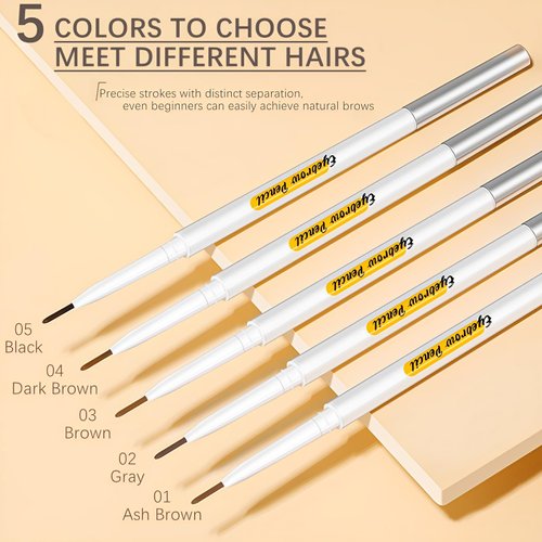 Eyebrow Pencil,1.5mm Micro Brow Pencil Dual Ended,Professional Waterproof Eyebrow Pencil Oetuiow with Spoolie Brush.(#02 Grey 1PCS)