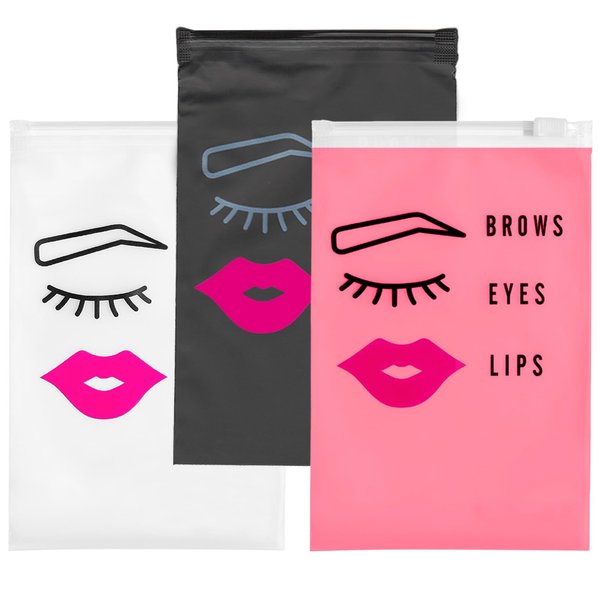 BRAWNA 60 Pack PMU Brows Eyes Lips Aftercare Bags - Eyebrow Aftercare Bags - Microblading Aftercare bags - PMU Kit - Pink, Frostd, Black