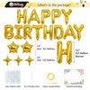 23pcs Birthday Balloons Banner, 3D Gold Premium Mylar Foil Ecofriendly Letter Happy Birthday Banner with 5pcs Star Balloons Kits for Kids Girls Boys Men Adults Birthday Party Decorations Supplies