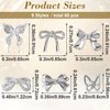 HINZIC 60PCS Bow Nail Charm 3D Silver Nail Bows 6 Styles Mini Alloy Bowknot Diamonds Butterfly Gems Wedding Prom Crystal Rhinestones Decoration for Women Girls Crafts DIY