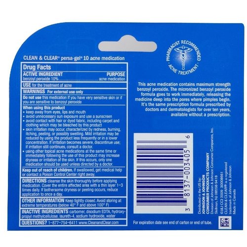 Clean & Clear Persa- Gel 10 Acne Treatment, Maximum Strength, 1 oz, 2 pk